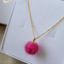 FURRY PINK - gładkii-naszyjnik srebro złocone