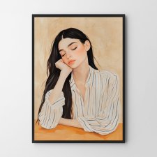 Plakat Rozmarzona dziewczyna - ilustracja A4 - portret kolor