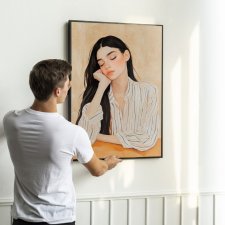 Plakat Rozmarzona dziewczyna - ilustracja 40x50 cm - portret kolor