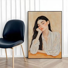 Plakat Rozmarzona dziewczyna - ilustracja 50x70 cm - portret kolor
