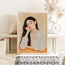 Plakat Rozmarzona dziewczyna - ilustracja 61x91 cm - portret kolor