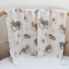 Otulacz bambusowy z chwostami bambus kocyk kwiaty