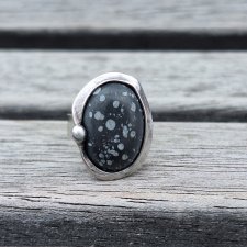 Jaspis w kropki - pierścionek regulowany