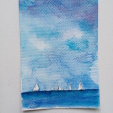 Akwarela morska 12,5*18 cm