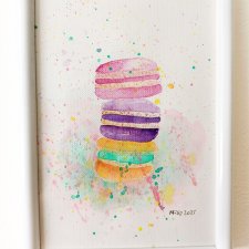 Akwarela "Makaroniki" w ramce 11*16 cm