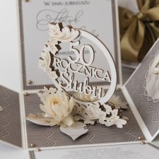 50 rocznica ślubu, złote gody, exploding box, kartka 3d