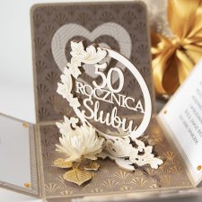 50 rocznica ślubu, złote gody, exploding box, kartka 3d