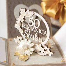 50 rocznica ślubu, złote gody, exploding box, kartka 3d