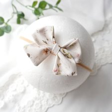 Opaska dla niemowlaka MILA kokarda beż flowers OPL03
