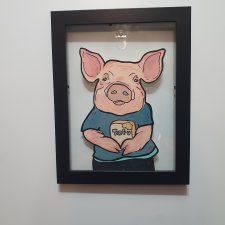 Grafika Obraz Świnka TOFU 16x21