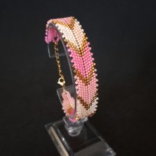 Pink Chevron - Delikatna, Kobieca Bransoletka z Koralików
