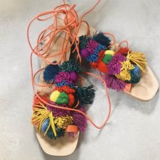 ZARA - WIĄZANE SANDAŁY - BOHO - 37