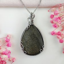 Naszyjnik Jaspis stal chirurgiczna wisiorek handmade wirewrapping