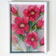 Akwarela w białej ramce Róze 18*14 cm