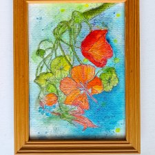 Akwarela w drewnianej ramce 15*20 cm