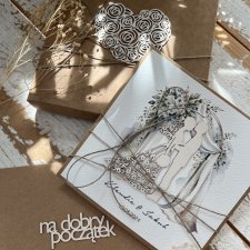 Ręcznie robiona kartka na ślub z pudełkiem