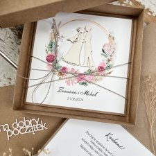 Ręcznie robiona kartka personalizowana na ślub z pudełkiem i kopertą na pieniądze