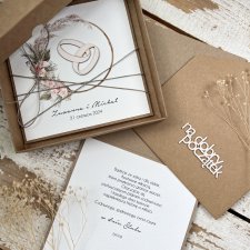 Ręcznie robiona kartka personalizowana na ślub z pudełkiem i kopertą na pieniądze