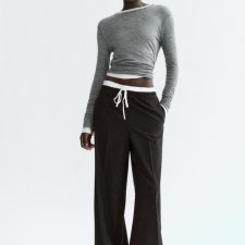 ZARA - SPODNIE ZE WSTAWKĄ - XS