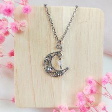 Naszyjnik Kamień Księżycowy Księżyc stal chirurgiczna wisiorek handmade wirewrapping