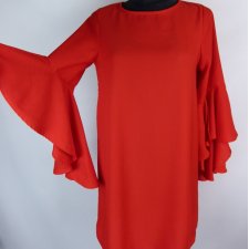 Zara prosta sukienka mini falbany / S