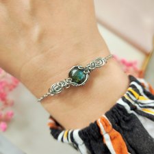Bransoletka Labradoryt stal chirurgiczna handmade wirewrapping