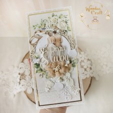 Romantyczna kartka ślubna, pamiątka ślubu "White Roses 1" GOTOWA