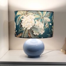 Lampa ceramiczna z abażurem z tkaniny "błękitna wiosna" wys 35cm