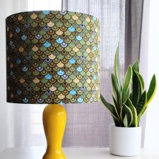 Lampa dekoracyjna z abażurem z tkaniny, wys 55cm, wyjątkowa, słoneczna