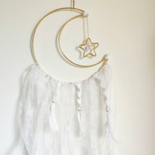 Zawieszka na ścianę księżyc | Boho dekoracja ścienna | Makrama