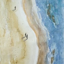 Plaża w Pomoriu. Original Akwarela A4