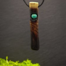 Drewno i kamień – minimalistyczny wisiorek handmade - akacja, turkus afrykański, dla niej, dla niego, oryginalna biżuteria, prezent