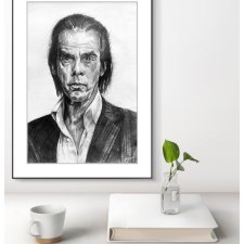 PLAKAT - NICK CAVE - SERIA IKONY (A3) - wykonany z oryginalnego rysunku, prezent, dla niej niego
