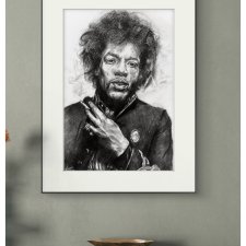PLAKAT - JIMI HENDRIX - SERIA IKONY (A3) - wykonany z oryginalnego rysunku, prezent, dla niej niego