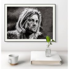 PLAKAT - KURT COBAIN - SERIA IKONY (A3) - wykonany z oryginalnego rysunku, prezent, dla niej niego