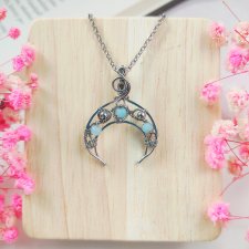 Naszyjnik Lunula Amazonit stal chirurgiczna wisiorek handmade