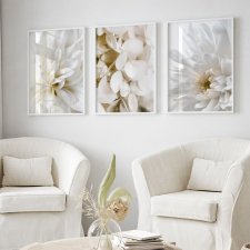 ZESTAW PLAKATÓW 30x40 cm Białe kwiaty  (set218)