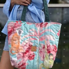 Pikowana torba shopper Kolorowe Małpki