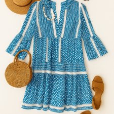 Letnia sukienka damska w azteckie wzory luźna szmizjerka r.36 oversize Only