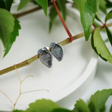 Mini listki II - minimalistyczne srebrne sztyfty z motywem roślinnym