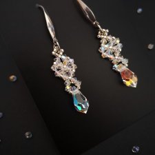 Delikatne Wiszące Kolczyki Ślubne - Koraliki Miyuki Delica i Kryształki Preciosa Crystal AB