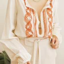 Kremowa bluzka boho M