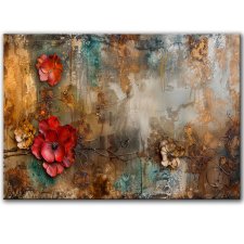 Obraz na płótnie - 100x70 cm - Kwiaty shabby chic (1-0732)