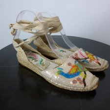 RAS wiązane espadryle tkanina cekiny 36 - 23 cm