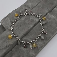 Cytryn, labradoryt, granat - bransoletka