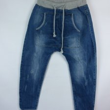 Spodnie jeans joggery ze ściągaczami / 48