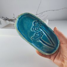 Jeżówki, ceramiczna podstawka na biżuterię lub tealight