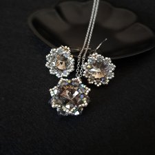 Zestaw Biżuterii "Black Diamond" Naszyjnik i Kolczyki z Kryształkami i Koralikami