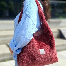 Welurowa torba Hobo MIŚ Bordowy