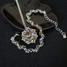 Bransoletka i Naszyjnik "Black Diamond" - Komplet Biżuterii z Kryształków Preciosa